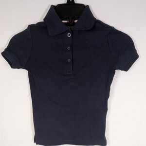 New French Toast Girls School Uniform Short Sleeve Polo Top Navy , XS (4/5)